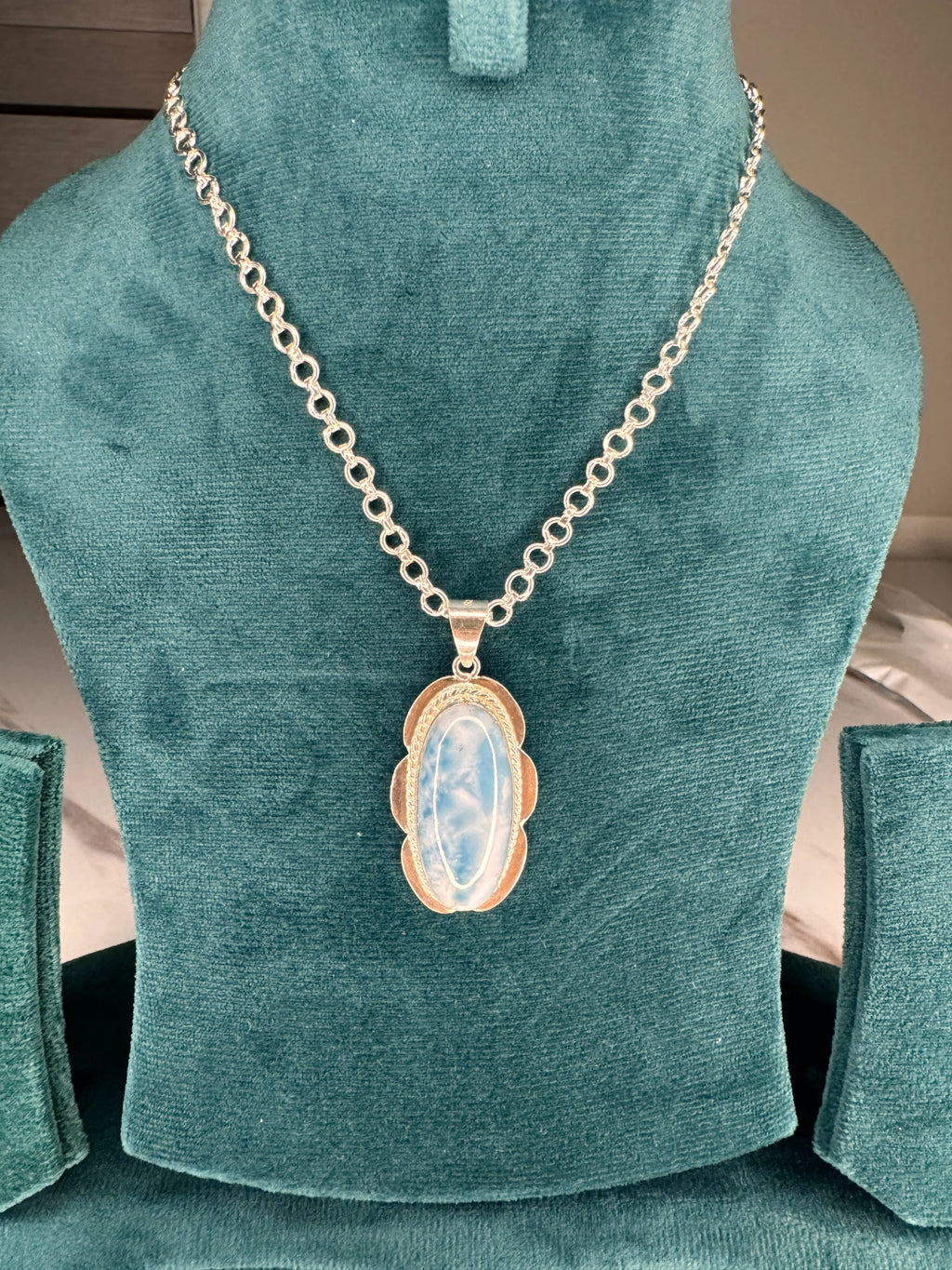 Oval Shaped Larimar Pendant