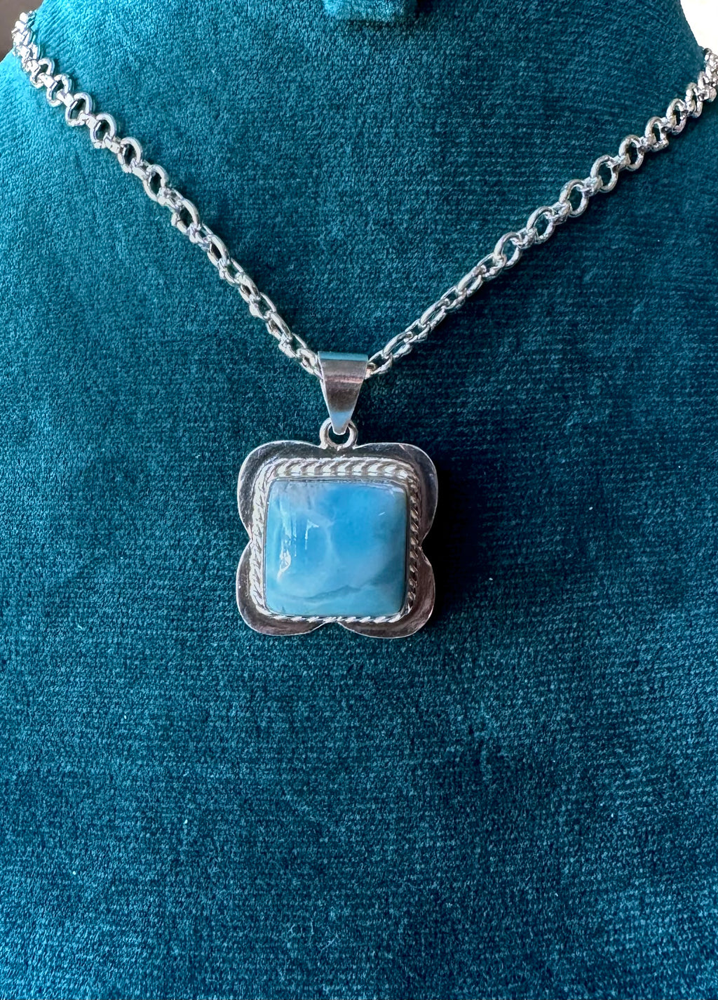Square Larimar Pendant