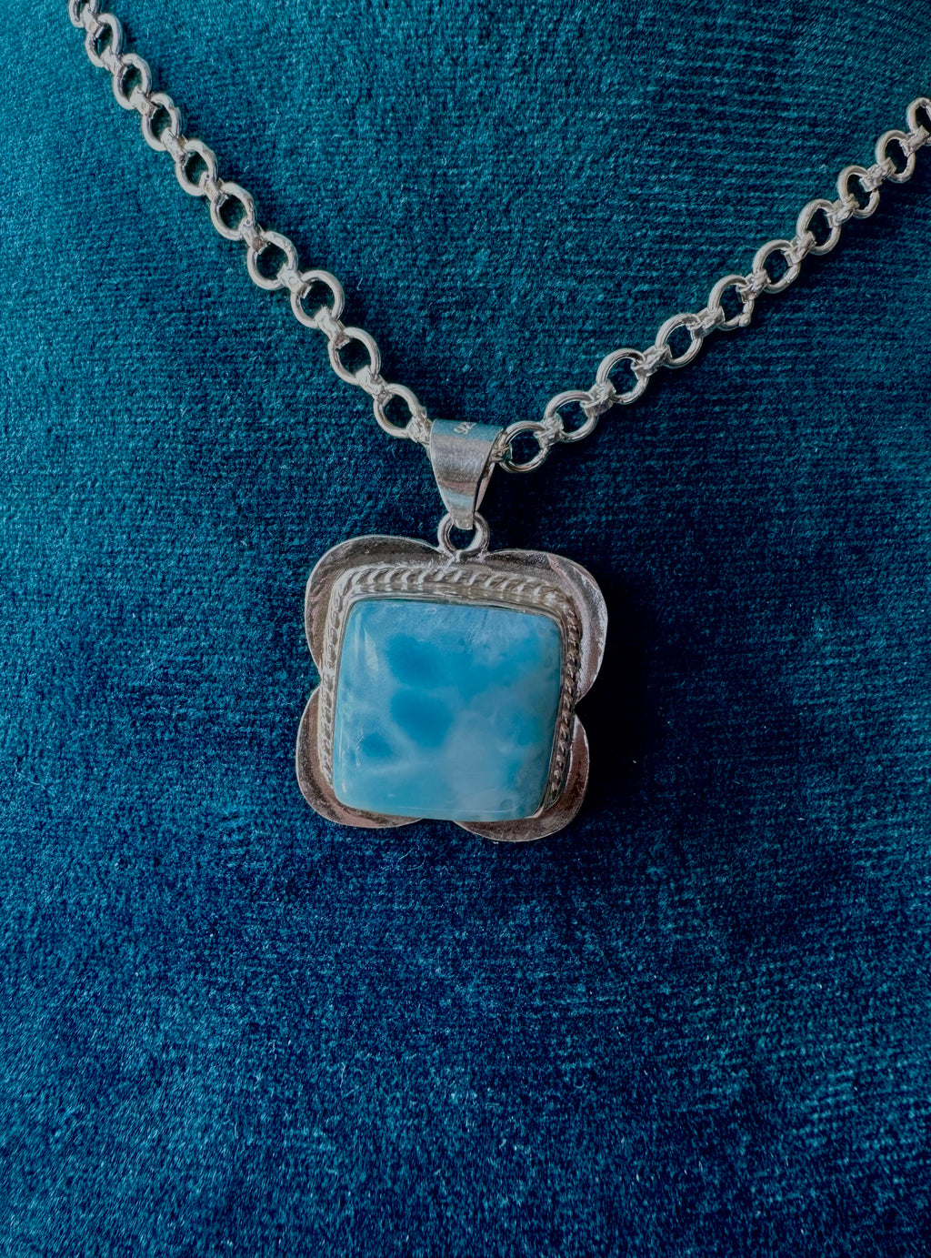 Square Larimar Pendant