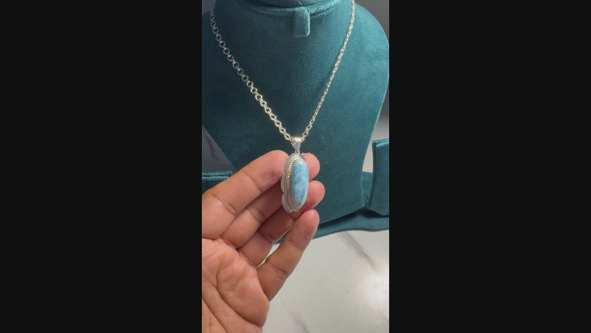 Oval Shaped Larimar Pendant